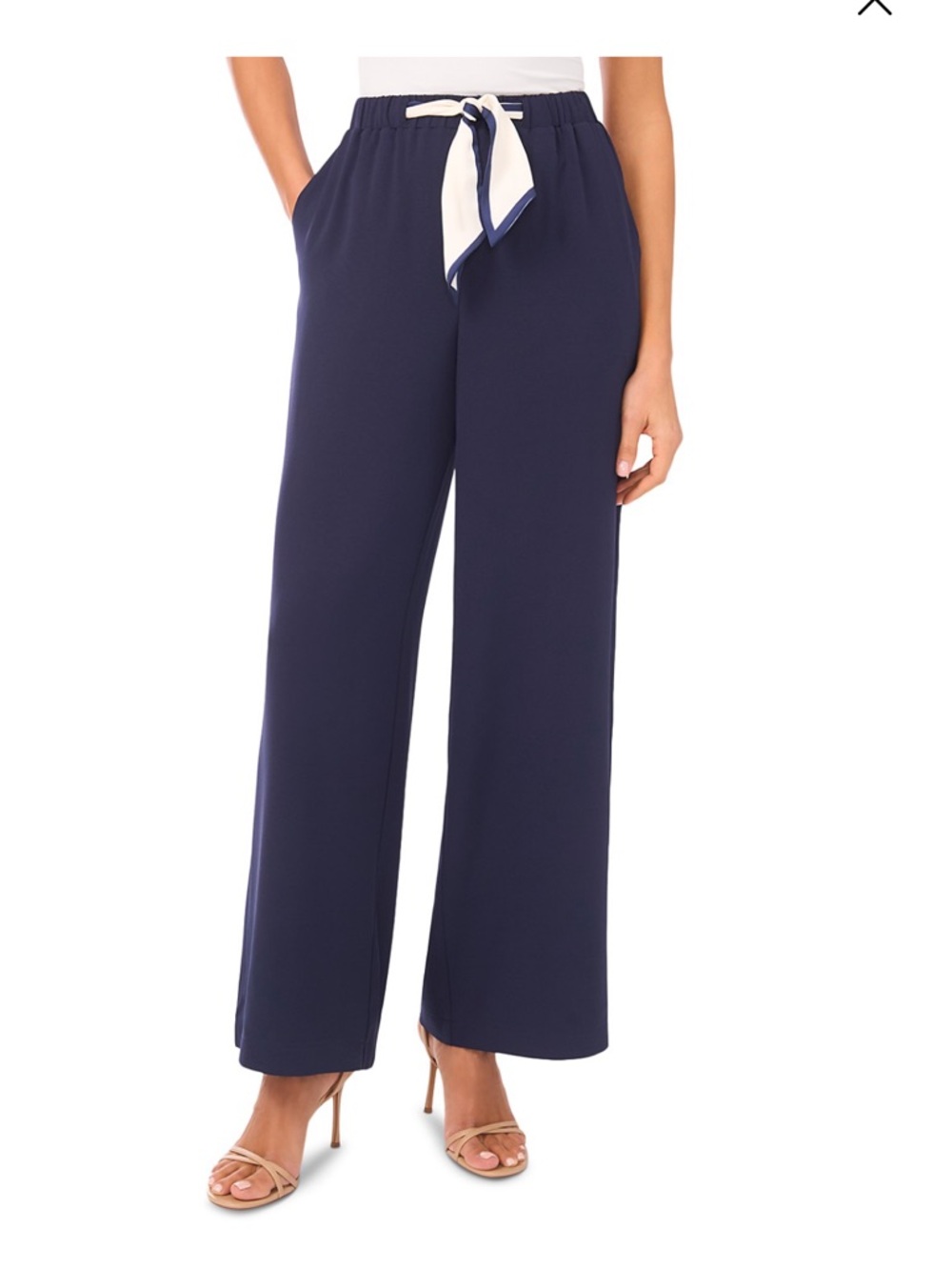 Wide-Leg Navy Palazzo Pants for Women